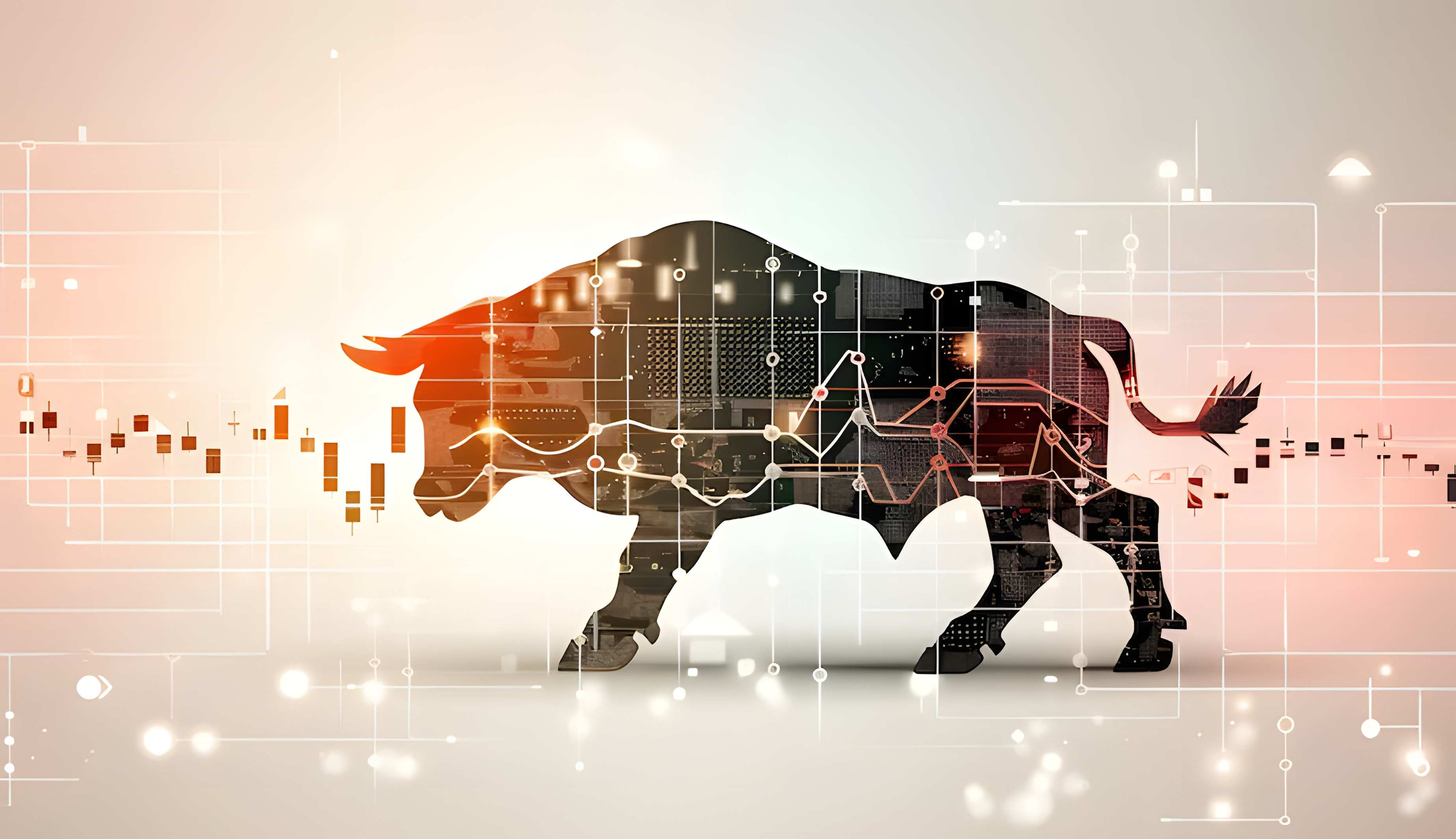 Bull market financial chart showing upward growth trends